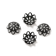 304 Stainless Steel Flower Fancy Bead Caps, Multi-Petal, Electrophoresis Black, 10x9x4.5mm, Hole: 1mm(STAS-G085-16EB)