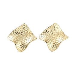 304 Stainless Steel Stud Earrings, Twist Square, Golden, 27.5x28mm(EJEW-P245-15G)