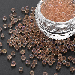 DIY 3D Nail Art Decoration Mini Glass Beads, Tiny Caviar Nail Beads, AB Color Plated, Round, Sandy Brown, 3.5mm, about 450g/bag(MRMJ-N028-001B-B13)