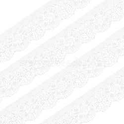 Guipure Stretch Lace Trim, Polyester Lace Ribbon, Flower Pattern, Garment Accessories, White, 1 inch(25mm)(SRIB-WH0011-009B)