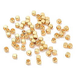 Brass Beads, Long-Lasting Plated, Cube, Real 18K Gold Plated, 4x4x4mm, Hole: 2.5mm(X-KK-P198-02C-G)