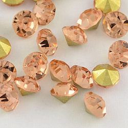 Grade A Glass Pointed Back Chaton Rhinestones, Back Plated, Diamond, Light Peach, 4.0~4.2mm, about 144pcs/gross(RGLA-PP32-24A)