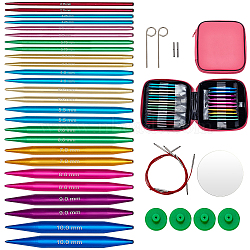 Interchangeable Circular Set, including Aluminum Circular Knitting Needles, Cord, Stickers, Tube, Pins, Spacers, Mixed Color, 19.5x17.5x3.3cm(DIY-WH0308-995)