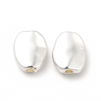 Long-Lasting Plated Alloy Beads, Cadmium Free & Nickel Free & Lead Free, Oval, Silver, 11x9x4mm, Hole: 1.8mm