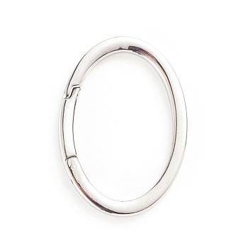 304 Stainless Steel Spring Gate Rings, Oval Rings, Stainless Steel Color, 9 Gauge, 35x25x3mm, Inner Diameter: 29x19mm