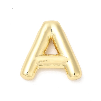 Eco-Friendly Rack Plating Brass Pendants, Long-Lasting Plated, Lead Free & Cadmium Free, Real 18K Gold Plated, Letter Charm, Letter A, 21~23x13~26x4.5~5.5mm, Hole: 2.5~3.5x1.5~2mm