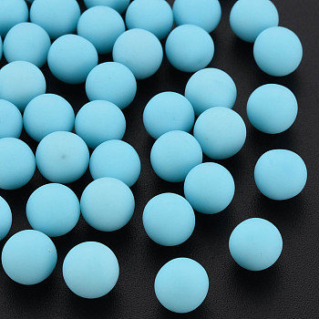 Opaque Acrylic Beads, Frosted, No Hole, Round, Light Sky Blue, 8mm, about 1600pcs/500g