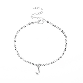 Fashionable and Creative Rhinestone Anklet Bracelets, English Letter J Hip-hop Creative Beach Anklet for Women