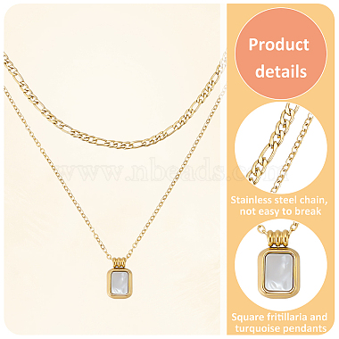 3Pcs 3 Colors Golden Titanium Steel Cable & Figaro Chains Double Layer Necklace(NJEW-AN0001-72)-3