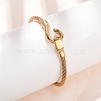 304 Stainless Steel Twisted Rope Cuff Bangles with S Clasps for Women, Golden, Inner Diameter: 2.36 inch(6cm)(SA-CBA2192-02G)