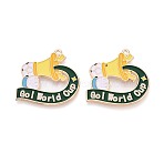 Alloy Enamel Pendants, Football & Bugle Charms, Golden, Yellow, 27x28x1mm, Hole: 1.2mm(ENAM-T025-01G-07)