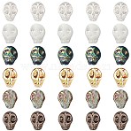 Electroplate Glass Beads, Skull, Mixed Color, 10x8x6~7mm, Hole: 1mm, 6 colors, 10pcs/color, 60pcs/box(EGLA-SC0001-03)