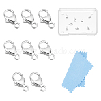 8Pcs 925 Sterling Silver Lobster Claw Clasps, Oval, Silver, 8x4x2mm, Hole: 1.2mm(STER-UN0001-66)