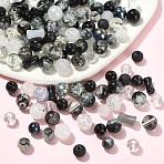 205G Transparent Glass Beads, Mixed Shapes, Black, 5.5~16x6~11.5x6.5~10.5mm, Hole: 1.2~1.6mm, 301pcs/205g(DGLA-YW0001-57B)