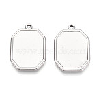 304 Stainless Steel Pendant Cabochon Settings, Polygon, Stainless Steel Color, 28.5x19.5x2mm, Hole: 1.8mm, Tray: 22x16.5mm(STAS-N108-75P)