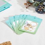 50Pcs Rectangle Plastic Yin-yang Resealable Bags, Gradient Color Top Seal Storage Bags, Self Seal Bags, with Window and Hang Hole, Lime Green, 9.9x7x0.15cm(OPP-LP0001-11B)
