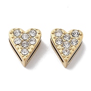 PVD Vacuum Plating 304 Stainless Steel Rhinestone Beads, Real 18K Gold Plated, Heart, 9x8x4mm, Hole: 6.5x1.4mm(STAS-R130-02G-06)