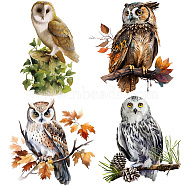 PVC Window Sticker, Flat Round Shape, for Window or Stairway  Home Decoration, Owl, 160x160x0.3mm, 4pcs/set(DIY-WH0235-082)