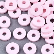 Handmade Polymer Clay Beads, for DIY Jewelry Crafts Supplies, Disc/Flat Round, Heishi Beads, Pink, 8x1mm, Hole: 2mm, about 650pcs/50g(X-CLAY-Q251-8.0mm-33)