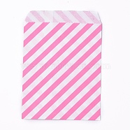 Kraft Paper Bags, No Handles, Food Storage Bags, Stripe Pattern, Pink, 18x13cm(CARB-P001-B01-08)