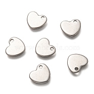 304 Stainless Steel Charms, Laser Cut, Heart, Stainless Steel Color, 9x10x0.8mm, Hole: 1.5mm(STAS-P269-06P)