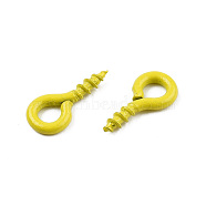 Spray Painted Iron Screw Eye Pin Peg Bails, For Half Drilled Beads, Cadmium Free & Nickel Free & Lead Free, Yellow, 8x4x1mm, Hole: 2mm, Pin: 1.4mm(IFIN-N010-002A-14)