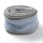 Organza Ribbon, Wired Sheer Chiffon Ribbon, for Package Wrapping, Hair Bow Clips Accessories Making, Light Blue, 2-1/8 inch(55mm), about 37.18~38.28 yards(34~35m)/bag(ORIB-B001-03)