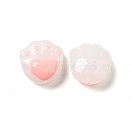 Opaque Glass Beads, Cat Claw Print, Pink, 14.5x14.5x7.8mm, Hole: 1.2mm(FIND-I029-04A)