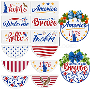 US 1 Set Independence Day PET Hollow Out Drawing Painting Stencils, with 1Pc Art Paint Brushes, for DIY Scrapbook, Photo Album, Word, 300x140mm, 12pcs/set(DIY-MA0005-10D)