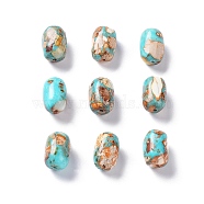 Natural Imperial Jasper Beads, Dyed, Rice, Cyan, 14.5x10mm, Hole: 1.4mm(G-C034-06B)