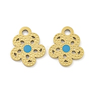 316 Surgical Stainless Steel Enamel Charms, Flower Charm, Golden, Deep Sky Blue, 14x12x1mm, Hole: 2mm(STAS-M073-25G)