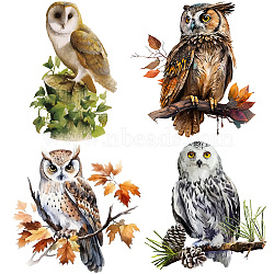 PVC Window Static Sticker, Flat Round Shape, for Window or Stairway  Home Decoration, Owl, 160x160x0.3mm, 4pcs/set(DIY-WH0235-082)