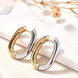 Rectangle Ion Plating(IP) 304 Stainless Steel Hoop Earrings for Women, Golden & Stainless Steel Color, 23.5x19.5mm(X-EJEW-L287-059GP)