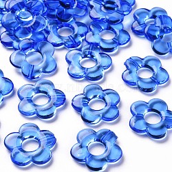 Transparent Acrylic Bead Frames, Flower, Blue, 19x20x3.5mm, Hole: 1.6mm, Inner Diameter: 6.5mm, about 632pcs/500g(TACR-S154-29B-86)