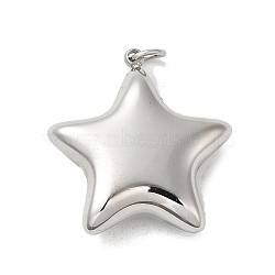 Non-Tarnish 304 Stainless Steel Pendants, with Jump Ring, Star Charm, Stainless Steel Color, 19x17.5x5.3mm, Hole: 2.7mm(X-STAS-K263-27P)