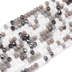 Glass Beads Strands, Faceted, Rondelle, Gray, 2~3.2x1.8~2.6mm, Hole: 0.8mm, about 185~186pcs/Strand, 15.55~15.75 inch(39.5~40cm)(GLAA-F106-B-11)