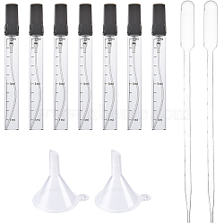 7Pcs 10ML Mini Glass Spray Bottles, 2Pcs Transparent Plastic Funnel Hopper, 2Pcs Disposable Plastic Transfer Pipettes, Clear, 37~290x6~37mm(MRMJ-GF0001-42)