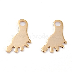201 Stainless Steel Charms, Laser Cut, Footprint, Real 18k Gold Plated, 13x6.5x0.5mm, Hole: 1.8mm(STAS-C017-08G)