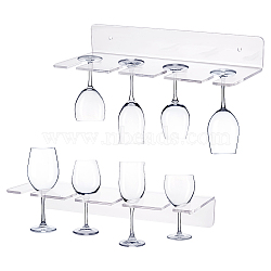 Transparent Acrylic Wall Mounted Stemware Rack Wine Glass Holder, Holds Up to 4Pcs Goblets, Wine Glass Rack for Bar Kitchen Cabinet, Clear, Frame: 10.5x28x4.7cm, Inner Diameter: 30mm, Hole: 5mm(ODIS-WH0026-09)