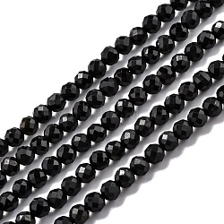 Natural Black Tourmaline Beads Strands, Faceted, Round, 3mm, Hole: 0.7mm, 15.35''(39cm)(G-H266-11A)