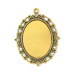 Tibetan Style Pendant Cabochon Settings, Cadmium Free & Lead Free, DIY Findings for Jewelry Making, Oval, Antique Golden, about 48x61x3mm thick, Hole: 3mm, Tray: 30x40mm(X-TIBEP-G007-AG)