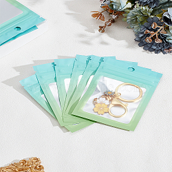 50Pcs Rectangle Plastic Yin-yang Resealable Bags, Gradient Color Top Seal Storage Bags, Self Seal Bags, with Window and Hang Hole, Lime Green, 9.9x7x0.15cm(OPP-LP0001-11B)