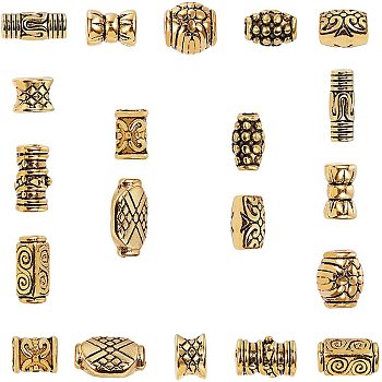 Tibetan Silver Alloy Beads, Mixed Shapes, Antique Golden, 13.5x7x3cm, 250pcs/box