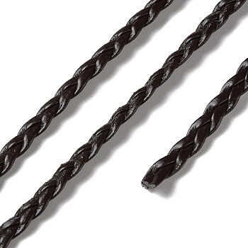 Flat Braided PU Leather Cord, for Necklace & Bracelet Making Accessories, Coconut Brown, 5x2mm