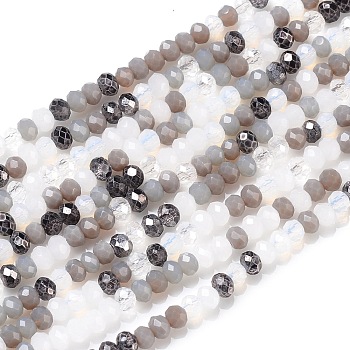 Glass Beads Strands, Faceted, Rondelle, Gray, 2~3.2x1.8~2.6mm, Hole: 0.8mm, about 185~186pcs/Strand, 15.55~15.75 inch(39.5~40cm)