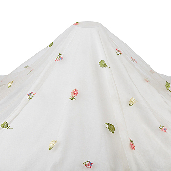 Fruit Pattern Polyester Mesh Fabric, for Dress Costumes Decoration, PapayaWhip, 130x0.01~0.04cm, 2 yard/pc