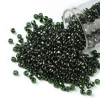 TOHO Round Seed Beads, Japanese Seed Beads, (333) Gold Luster Fern, 8/0, 3mm, Hole: 1mm, about 1111pcs/50g