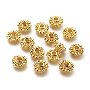 Tibetan Style Spacer Beads, Lead Free & Cadmium Free & Nickel Free, Flower, Golden, 9x5mm, Hole: 2mm