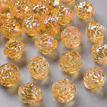 Transparent Acrylic Beads, AB Color, Flower, Orange, 18x16.5mm, Hole: 2.5mm, about 228pcs/500g