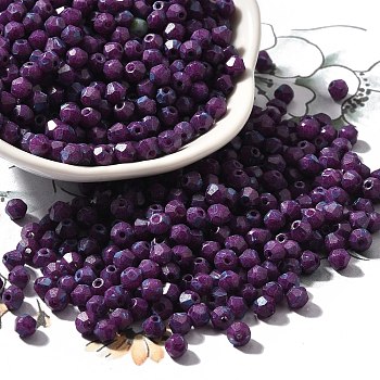 Baking Paint Glass Seed Beads, Bicone, Purple, 4.5x4mm, Hole: 1.1mm, about 142pcs/10g